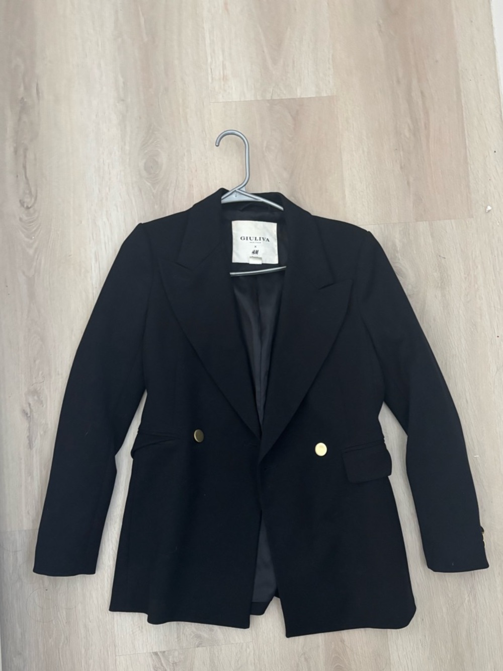 H&M Giuliva collab XS Black Double-Breasted Blazer with Gold Buttons